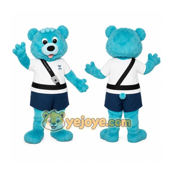 Turquoise White Navy Bear Mascot Costume