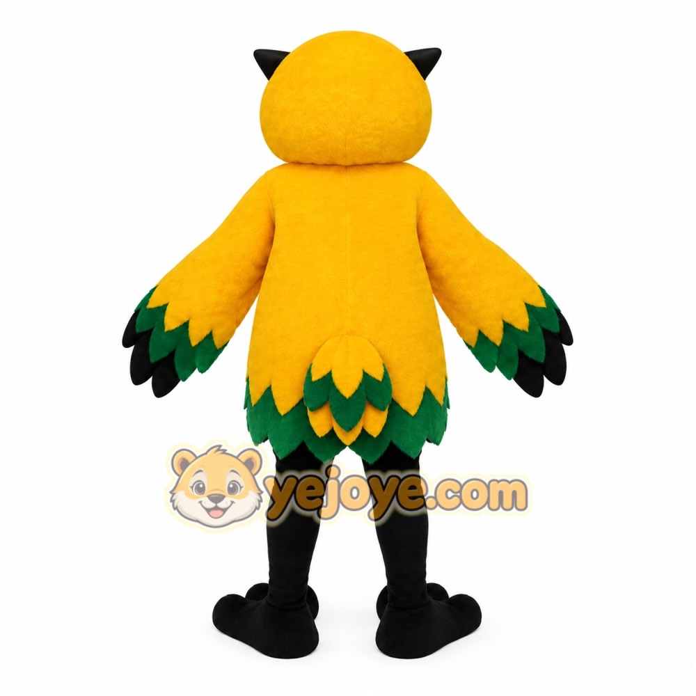 Yellow Green Black Owl Mascot Costume