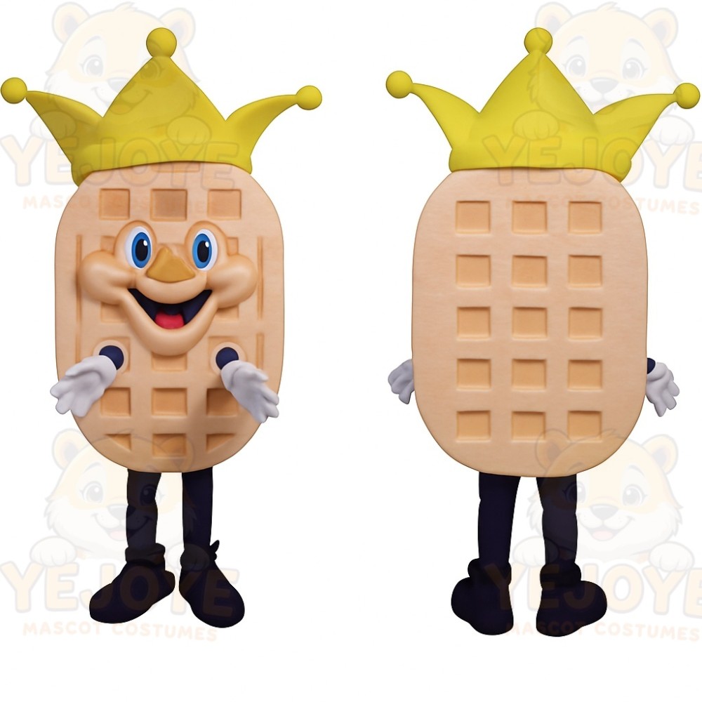 Tan Yellow Waffle King Mascot Costume