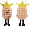 Tan Yellow Waffle King Mascot Costume