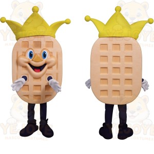 Tan Yellow Waffle King Mascot Costume