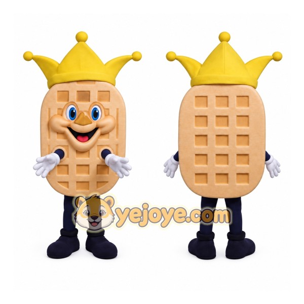 Tan Yellow Waffle King Mascot Costume