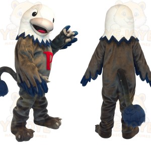 White Brown Blue Eagle Mascot Costume