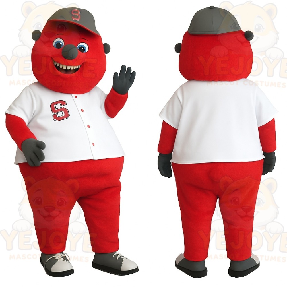 Red White Baseball Player Mascot Costume