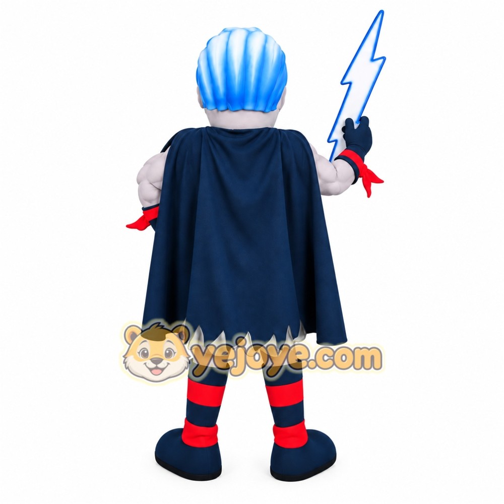 Blue Gray Superhero Man Mascot Costume Blue Gray Superhero Man Mascot Costume