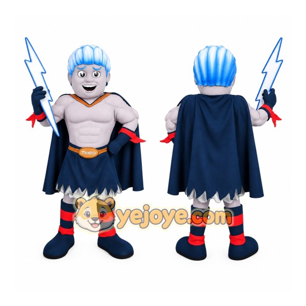Blue Gray Superhero Man Mascot Costume