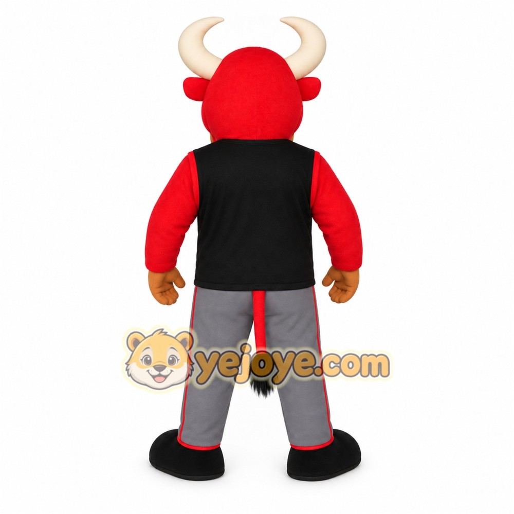 Red Black Grey Bull Mascot Costume Red Black Grey Bull Mascot Costume