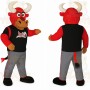 Red Black Grey Bull Mascot Costume