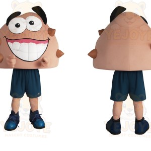 Peach Navy Smiling Boy Mascot Costume
