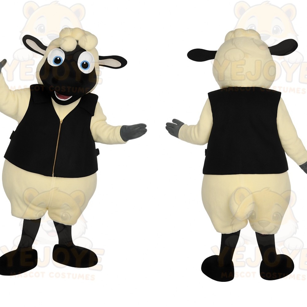 Cream Black Sheep Mascot Costume
