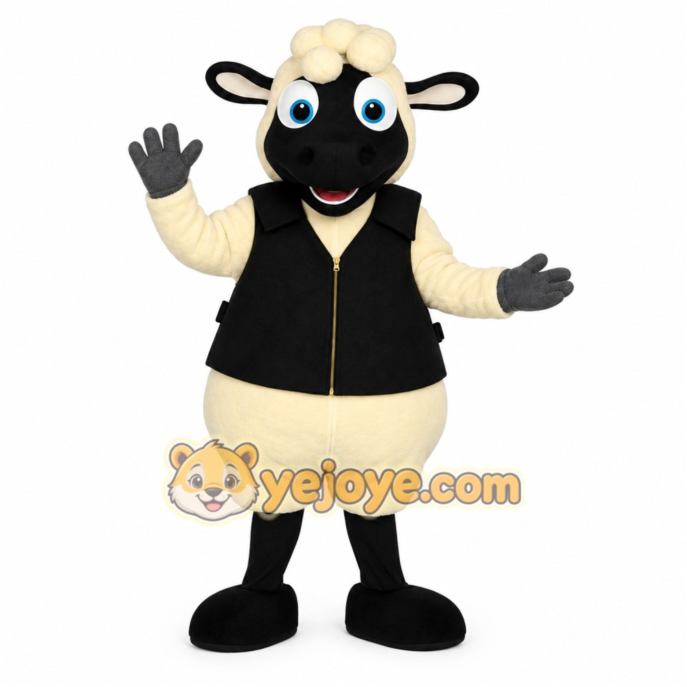 Cream Black Sheep Mascot Costume Cream Black Sheep Mascot Costume
