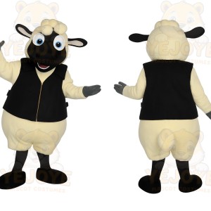 Cream Black Sheep Mascot Costume