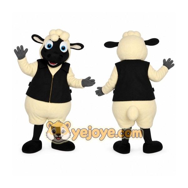 Cream Black Sheep Mascot Costume