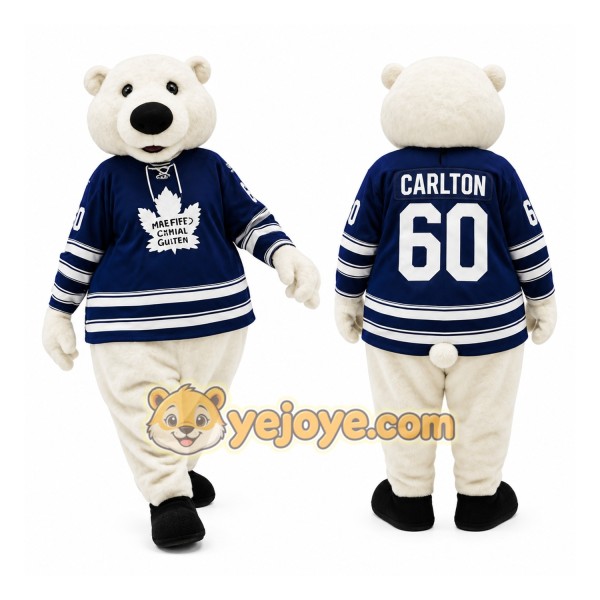White Navy Polar Bear Hockey Mascot Costume