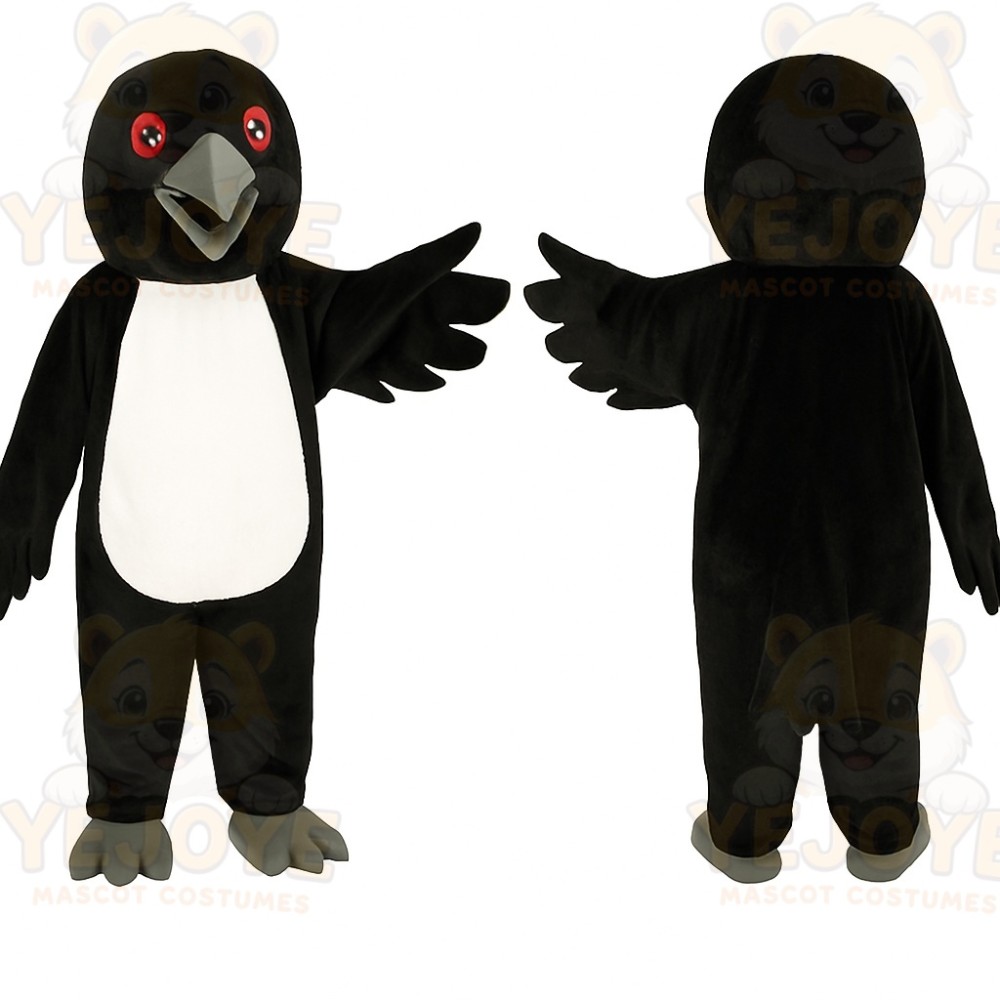 Black White Gray Red Eyed Penguin Mascot Costume
