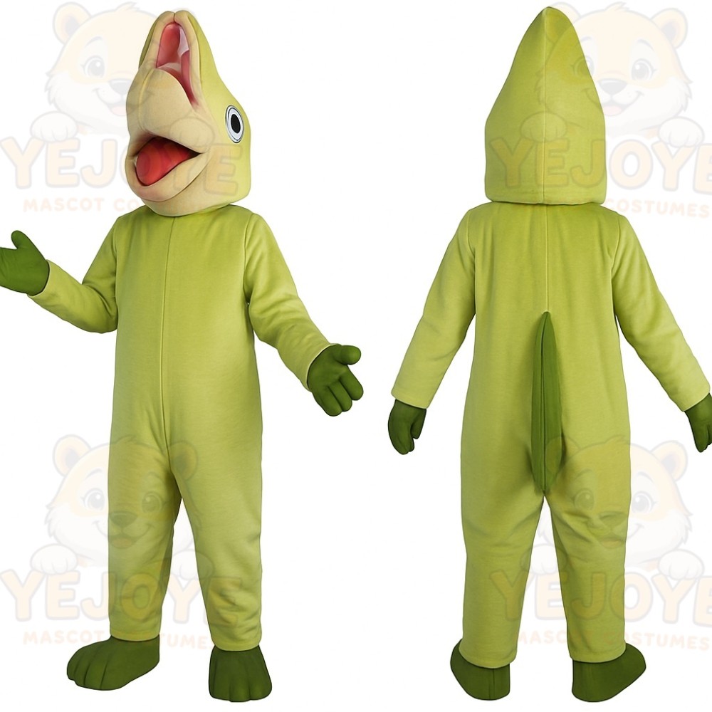 Light Green Yellow Lizard Mascot Costume