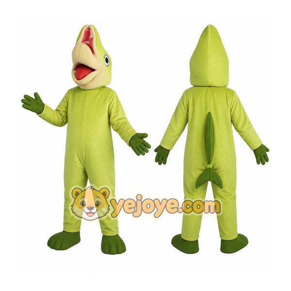 Light Green Yellow Lizard Mascot Costume