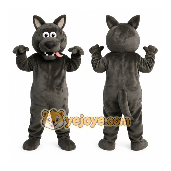 Dark Gray Wolf Mascot Costume