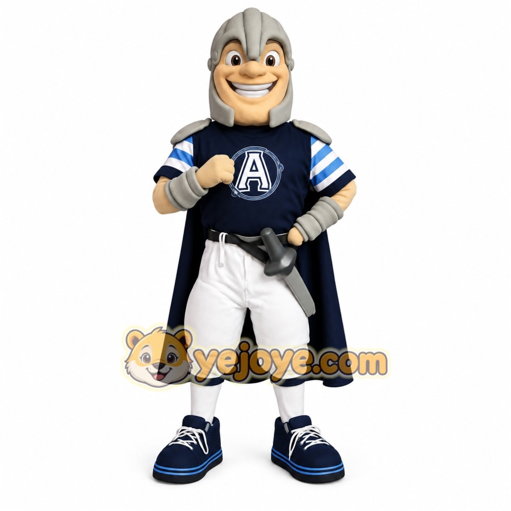 Navy Gray White Armored Knight Mascot Costume Navy Gray White Armored Knight Mascot Costume