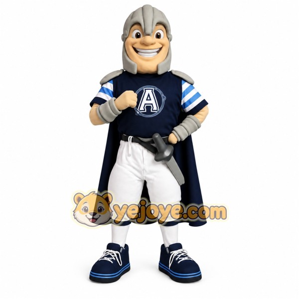 Navy Gray White Armored Knight Mascot Costume