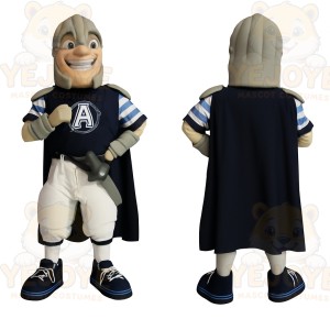 Navy Gray White Armored Knight Mascot Costume