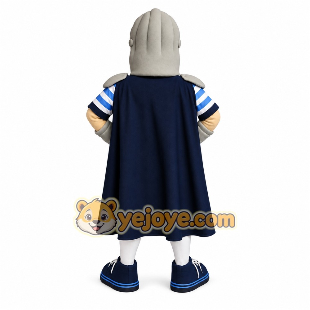 Navy Gray White Armored Knight Mascot Costume Navy Gray White Armored Knight Mascot Costume