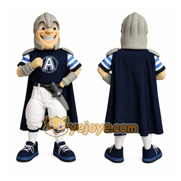 Navy Gray White Armored Knight Mascot Costume
