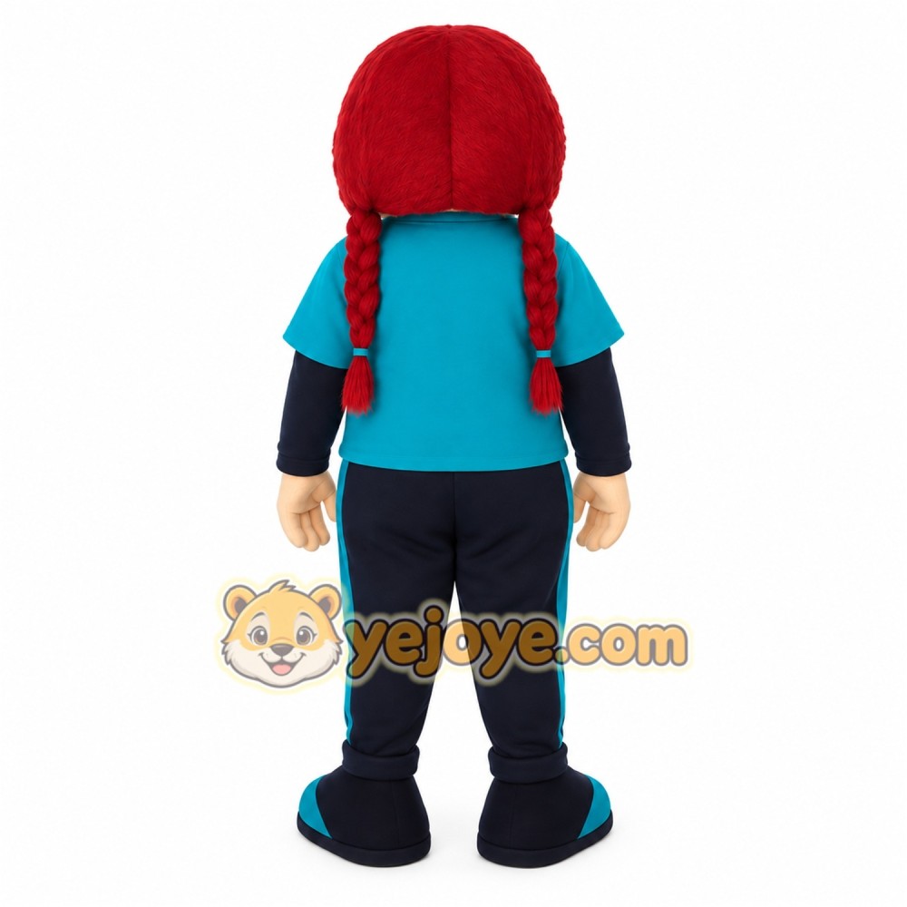 Teal Navy Red Haired Girl Mascot Costume