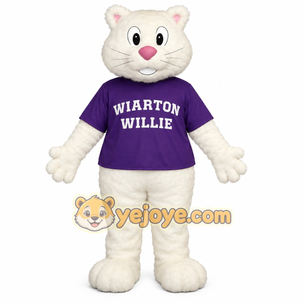 White Purple Cat Mascot Costume