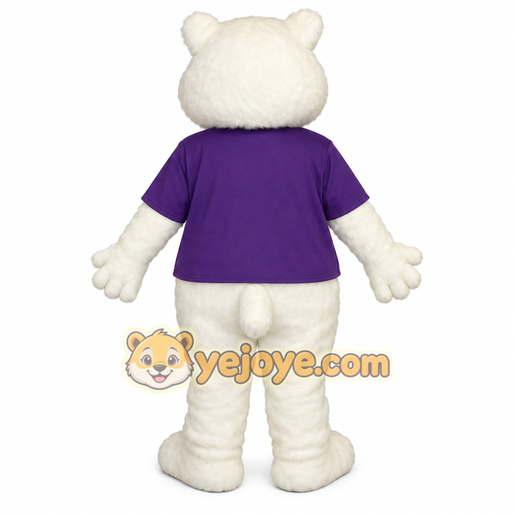 White Purple Cat Mascot Costume