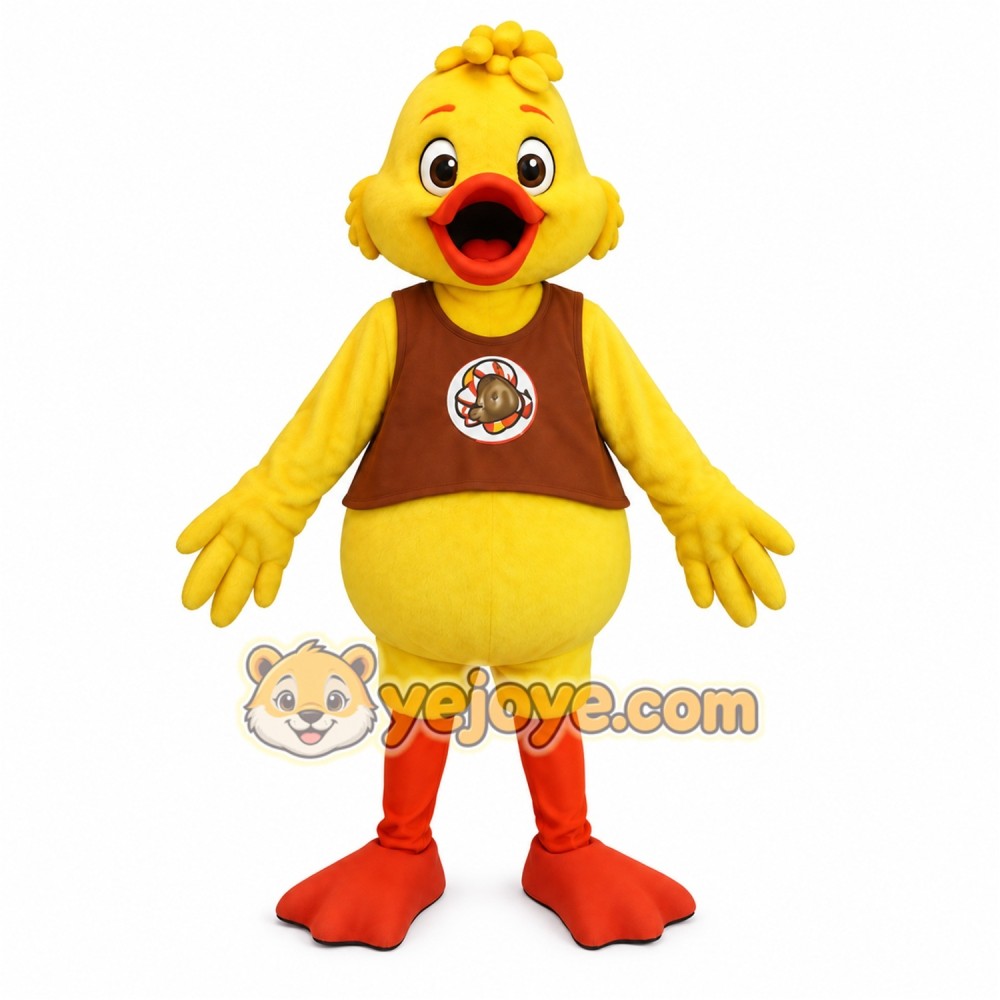 Yellow Brown Red Duckling Mascot Costume Yellow Brown Red Duckling Mascot Costume