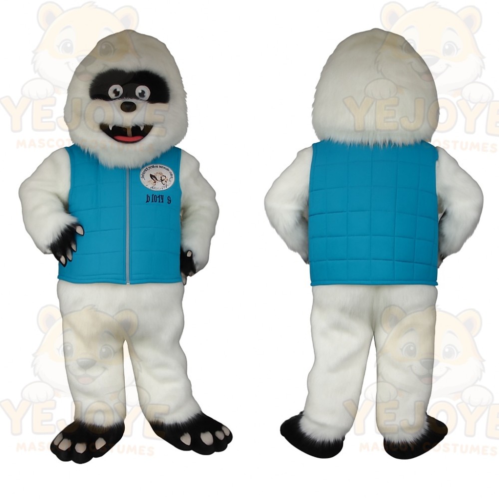 White Blue Yeti Mascot Costume