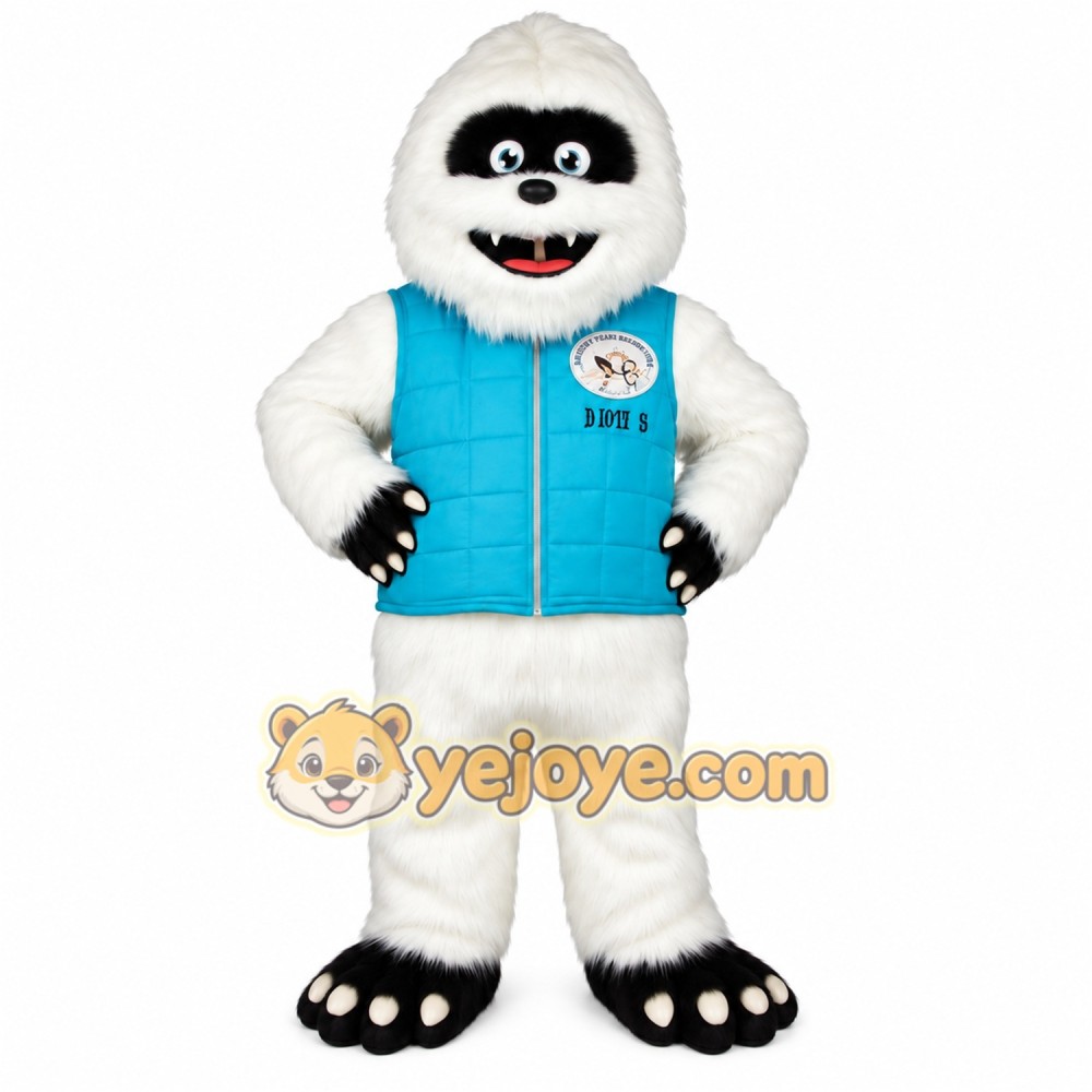 White Blue Yeti Mascot Costume