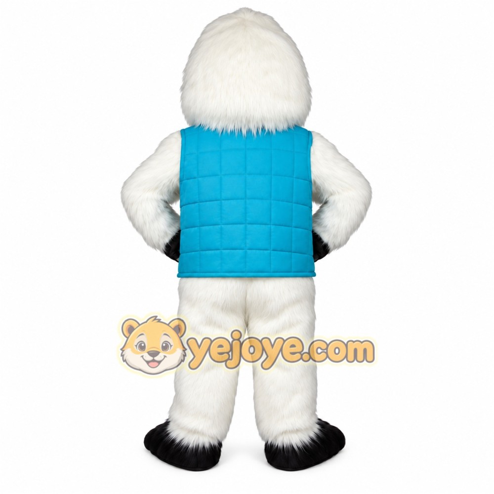 White Blue Yeti Mascot Costume