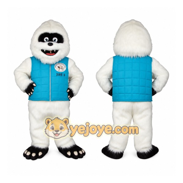 White Blue Yeti Mascot Costume