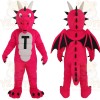 Hot Pink White Black Dragon Mascot Costume