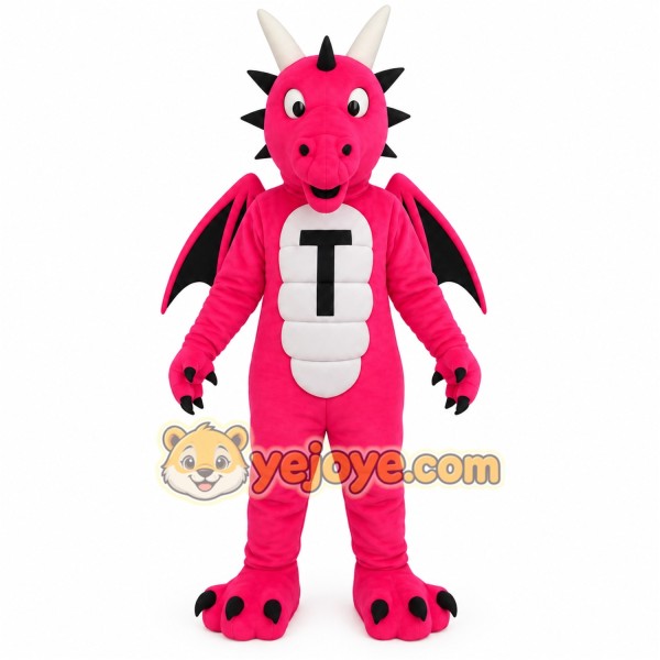 Hot Pink White Black Dragon Mascot Costume Hot Pink White Black Dragon Mascot Costume