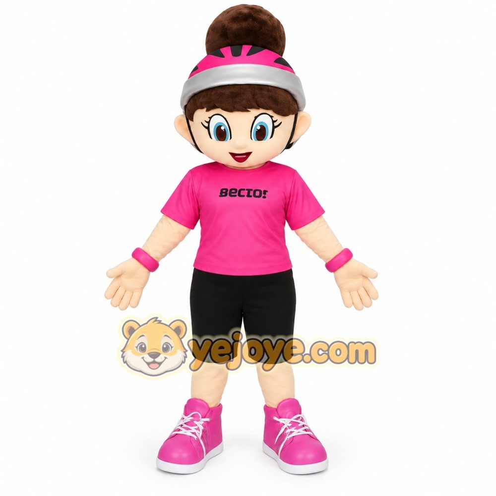 Pink Black Girl Mascot Costume
