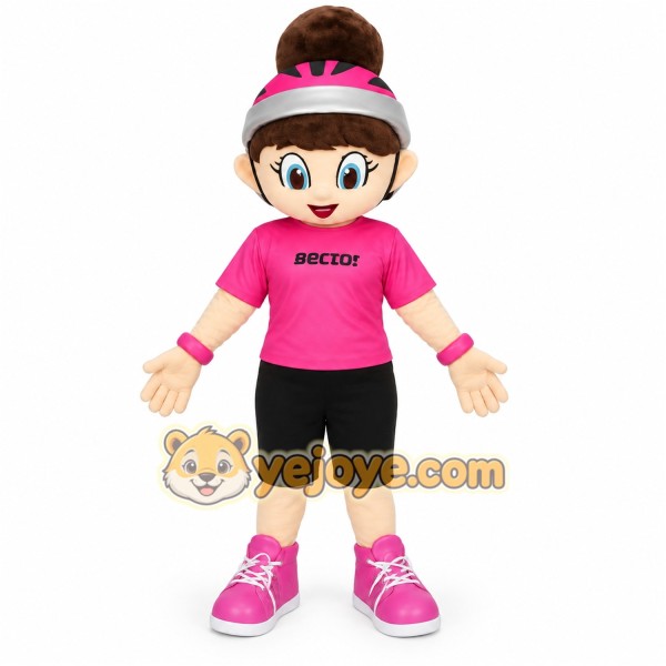 Pink Black Girl Mascot Costume