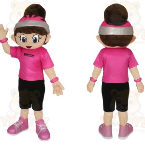 Pink Black Girl Mascot Costume