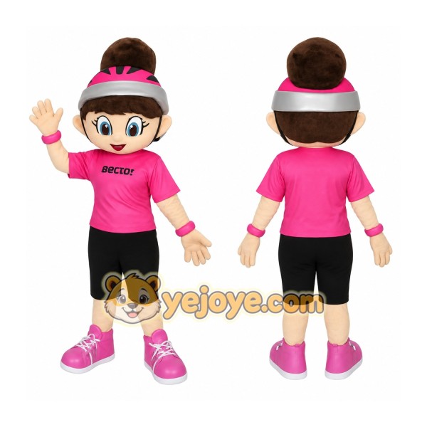Pink Black Girl Mascot Costume