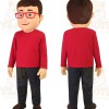 Red Black Glasses Nerd Man Mascot Costume