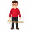 Red Black Glasses Nerd Man Mascot Costume Red Black Glasses Nerd Man Mascot Costume