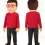 Red Black Glasses Nerd Man Mascot Costume