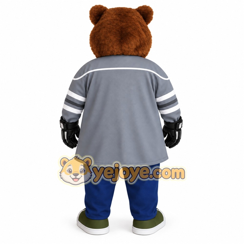 Brown Gray Navy Hockey Bear Mascot Costume Brown Gray Navy Hockey Bear Mascot Costume
