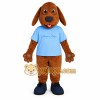 Brown Dog With Light Blue Shirt Mascot Costume