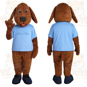 Brown Dog With Light Blue Shirt Mascot Costume