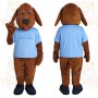 Brown Dog With Light Blue Shirt Mascot Costume
