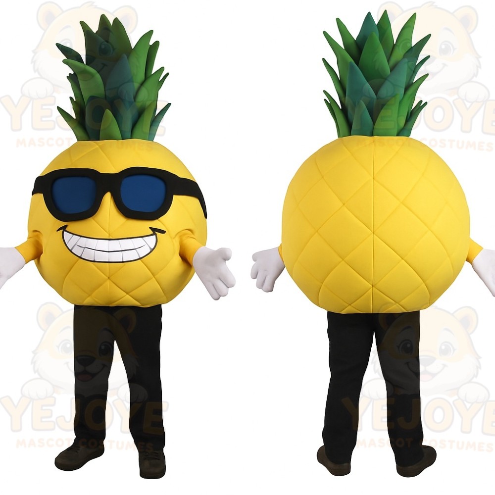 Yellow Green Pineapple With Sunglasses Mascot Costume