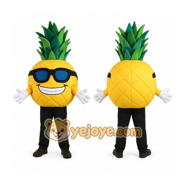 Yellow Green Pineapple With Sunglasses Mascot Costume